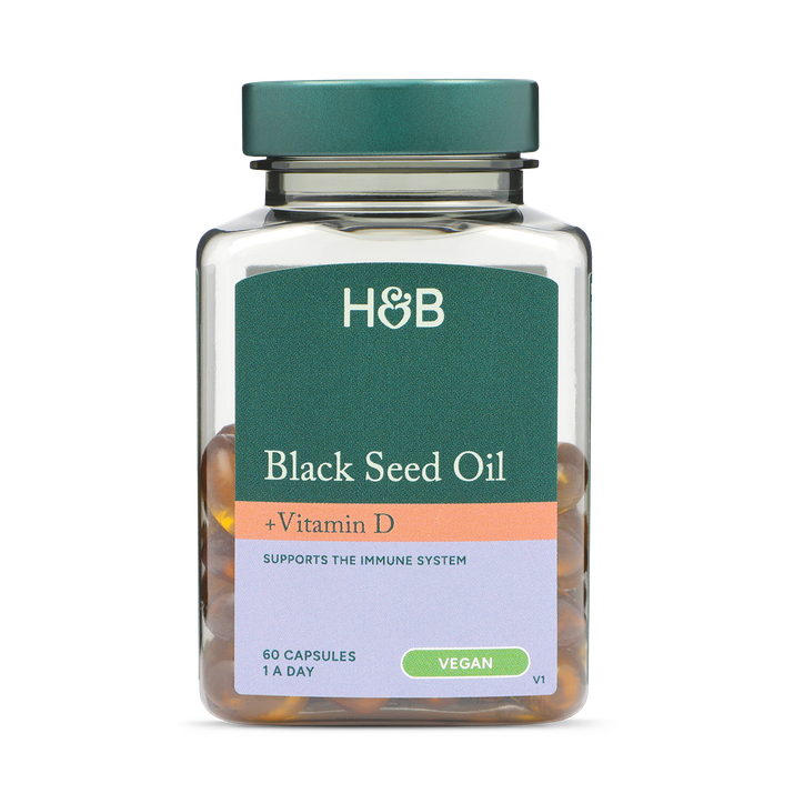 Holland & Barrett Black Seed Oil +Vit D 60 Capsules